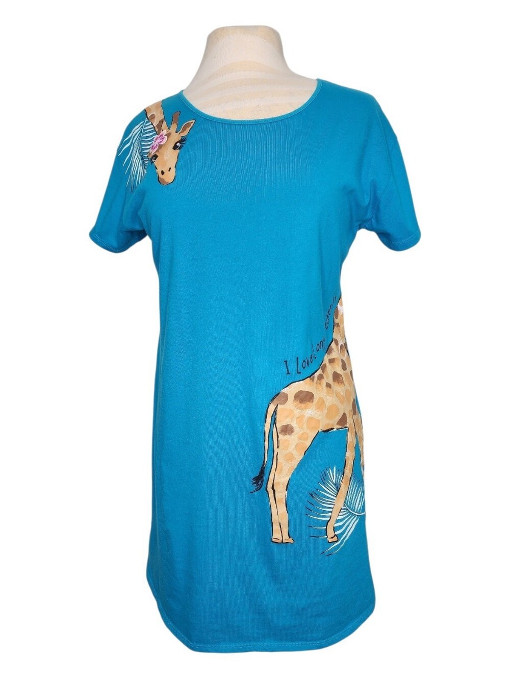 Secret Treasures Giraffe Sleep Shirt Nightgown Teal Women’s S/M 6-10
